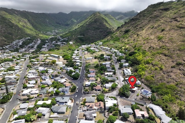 aerial view with a mountain view