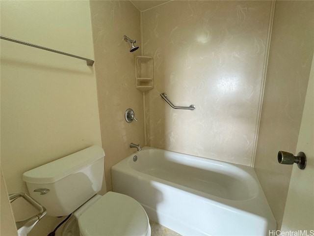 bathroom with toilet and bathing tub / shower combination