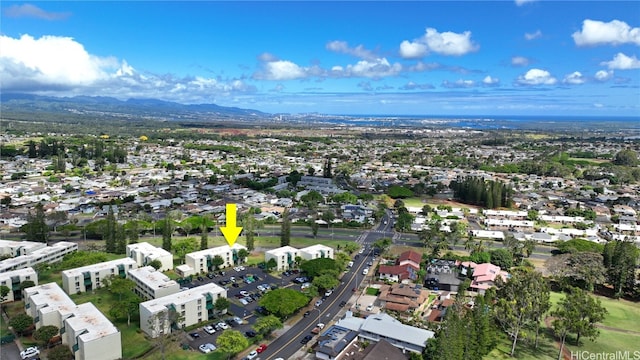 drone / aerial view with a mountain view