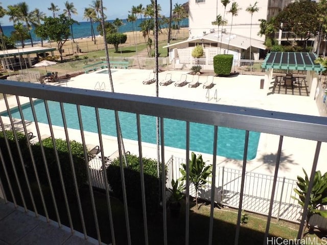 view of pool featuring a patio area