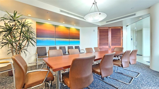 view of carpeted dining room