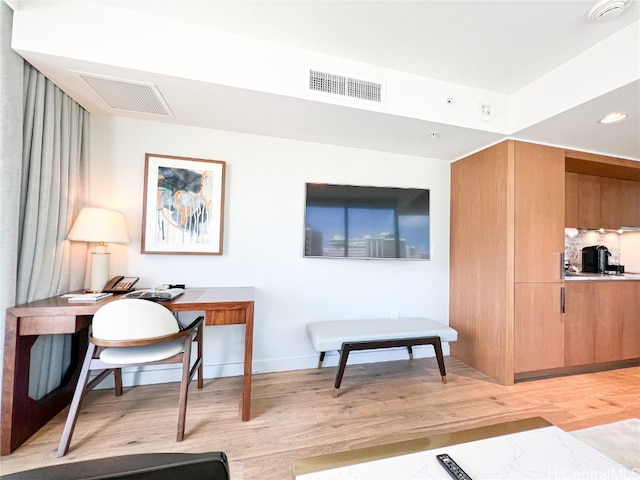 office space featuring light hardwood / wood-style flooring