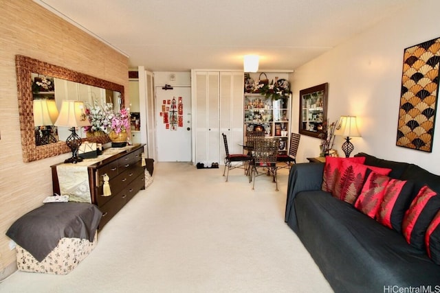 living room featuring carpet floors