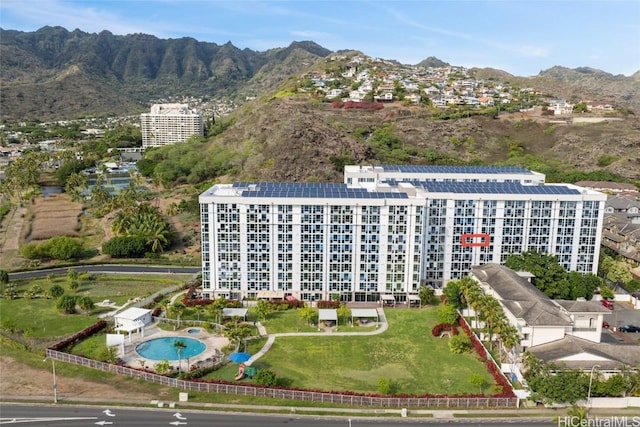 aerial view with a mountain view