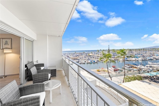 balcony with a water view