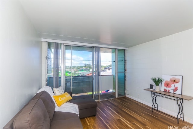 sitting room featuring dark hardwood / wood-style flooring