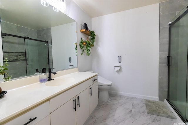 95-1058G Ainamakua Dr Unit 119, Mililani, HI 96789 - bathroom with marble finish floors, a stall shower, vanity, baseboards, and toilet