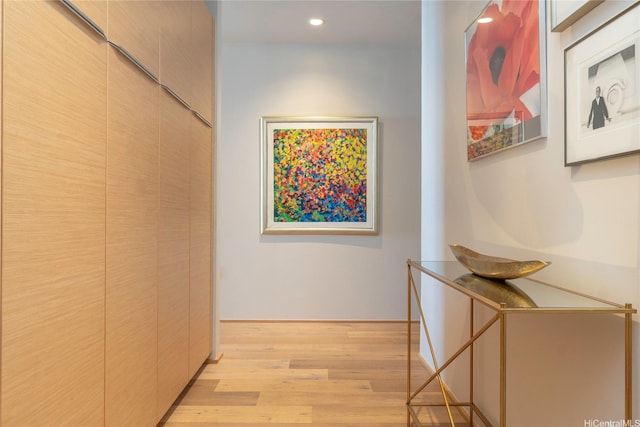 888 Kapiolani Blvd Unit Ph4507, Honolulu, HI 96813 - hall with light wood-style floors and recessed lighting