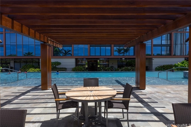 view of pool featuring a patio area