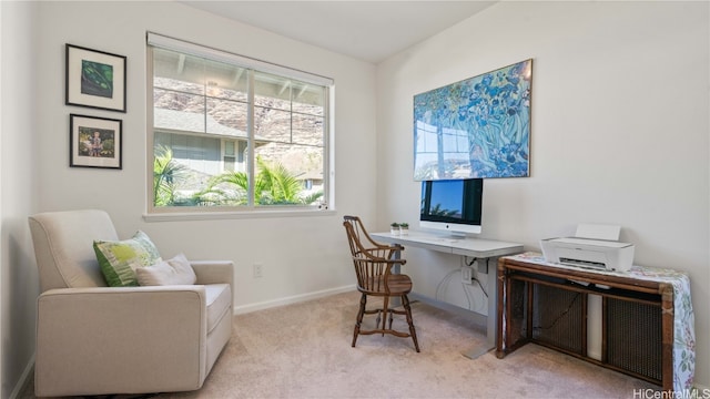 view of carpeted office space