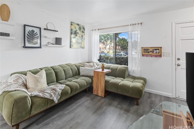 living room featuring dark hardwood / wood-style floors