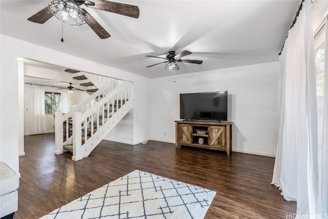 living room with dark wood-type flooring