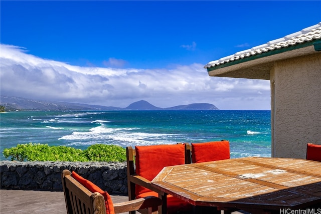 property view of water featuring a mountain view