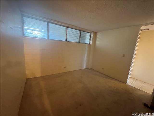 spare room featuring a healthy amount of sunlight, a textured ceiling, and carpet floors