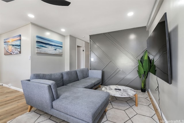 living room featuring light hardwood / wood-style floors