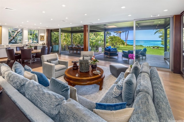 41-471 Kalanianaole Hwy, Waimanalo, HI 96795 - common area featuring expansive windows, recessed lighting, and a water view