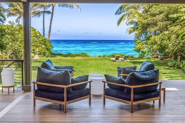 41-471 Kalanianaole Hwy, Waimanalo, HI 96795 - deck featuring a water view and a yard