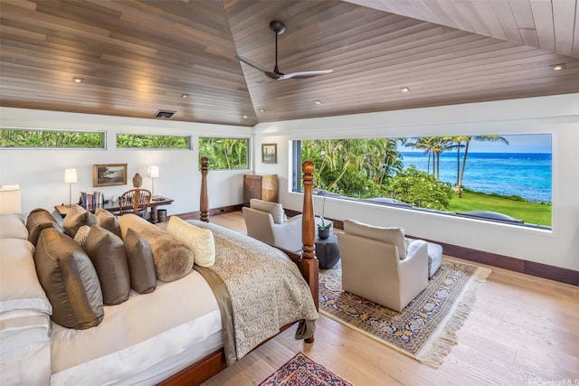 41-471 Kalanianaole Hwy, Waimanalo, HI 96795 - bedroom with wooden ceiling, baseboards, wood finished floors, lofted ceiling, and recessed lighting