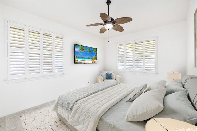 bedroom featuring ceiling fan