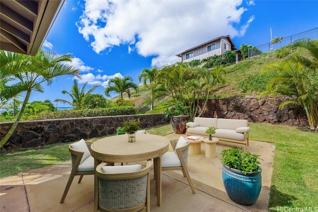 view of patio with an outdoor living space