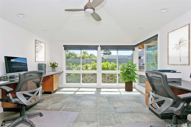 office featuring ceiling fan