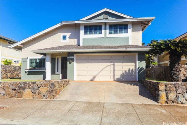 view of front of house with a garage