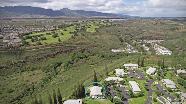 drone / aerial view with a mountain view