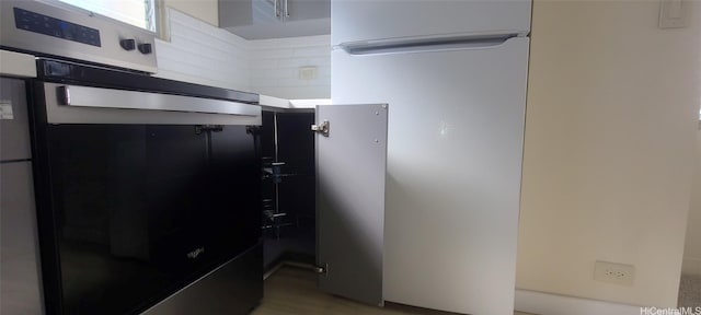 kitchen with stainless steel fridge