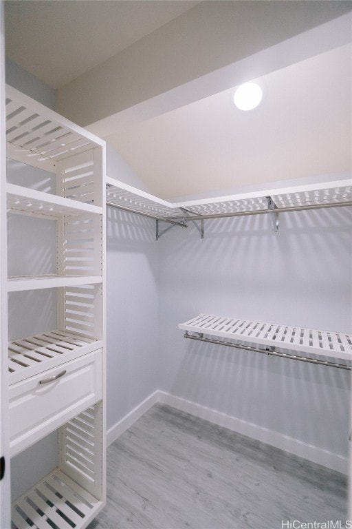 spacious closet with light hardwood / wood-style floors