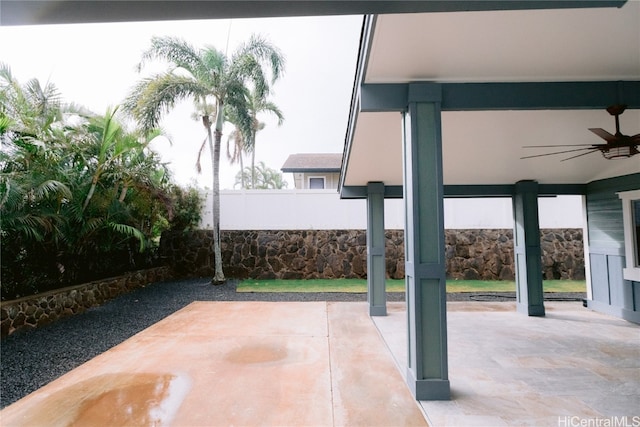 view of patio / terrace featuring ceiling fan