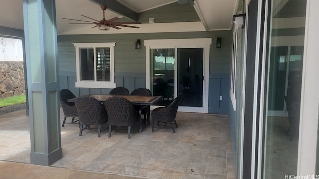 view of patio / terrace featuring ceiling fan