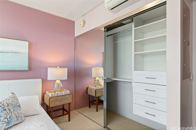 closet with a wall mounted air conditioner