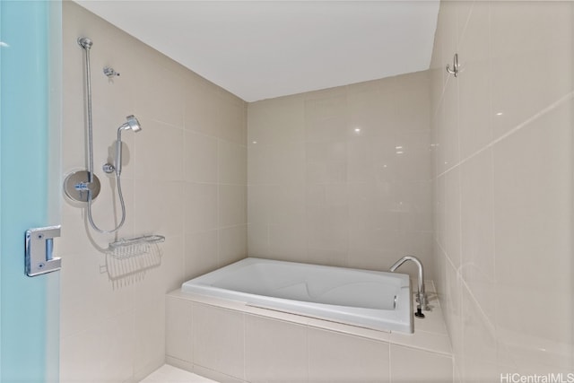 bathroom with separate shower and tub