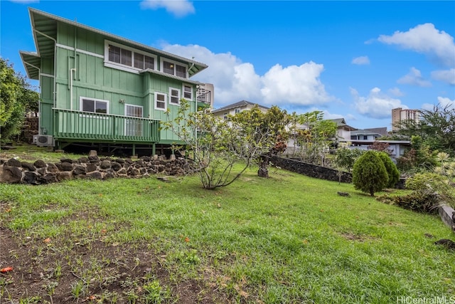 view of yard featuring a deck