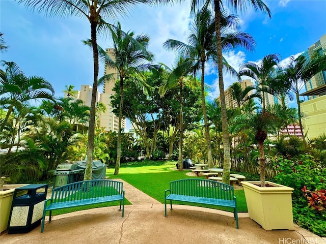 view of home's community featuring a patio area and a yard