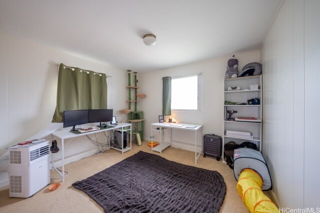 office area featuring light colored carpet