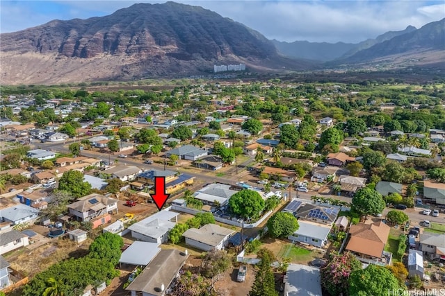 aerial view featuring a mountain view