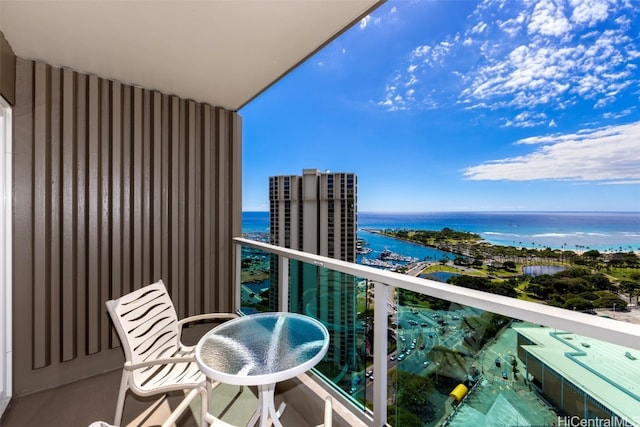 balcony with a water view