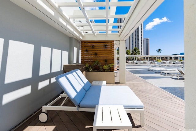 410 Atkinson Dr Unit 3007, Honolulu, HI 96814 - wooden terrace with a pergola
