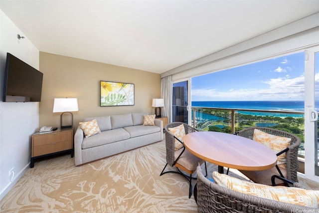 410 Atkinson Dr Unit 3007, Honolulu, HI 96814 - living area with a water view and baseboards