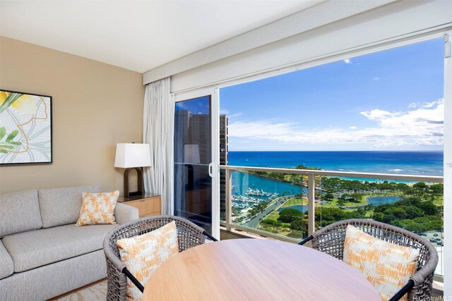 410 Atkinson Dr Unit 3007, Honolulu, HI 96814 - living room with a water view and wood finished floors
