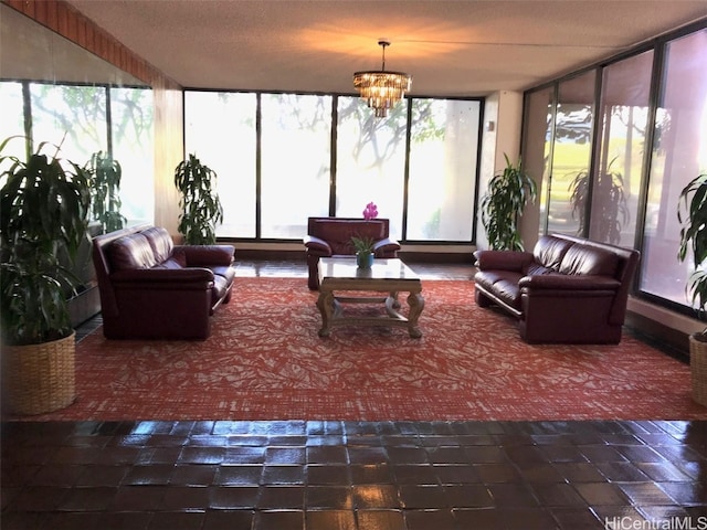 interior space featuring an inviting chandelier