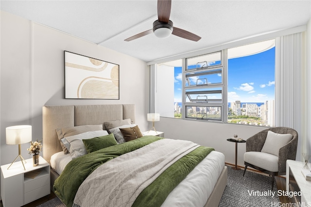 bedroom featuring ceiling fan