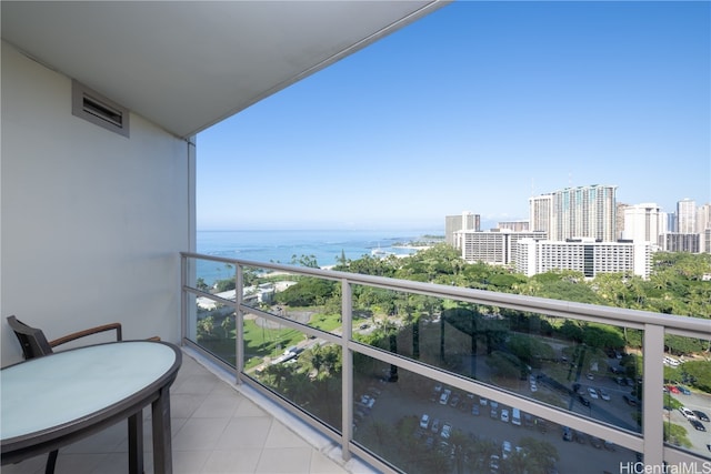 balcony with a water view