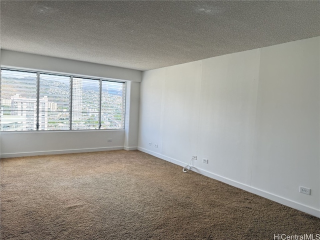 empty room featuring carpet and a textured ceiling