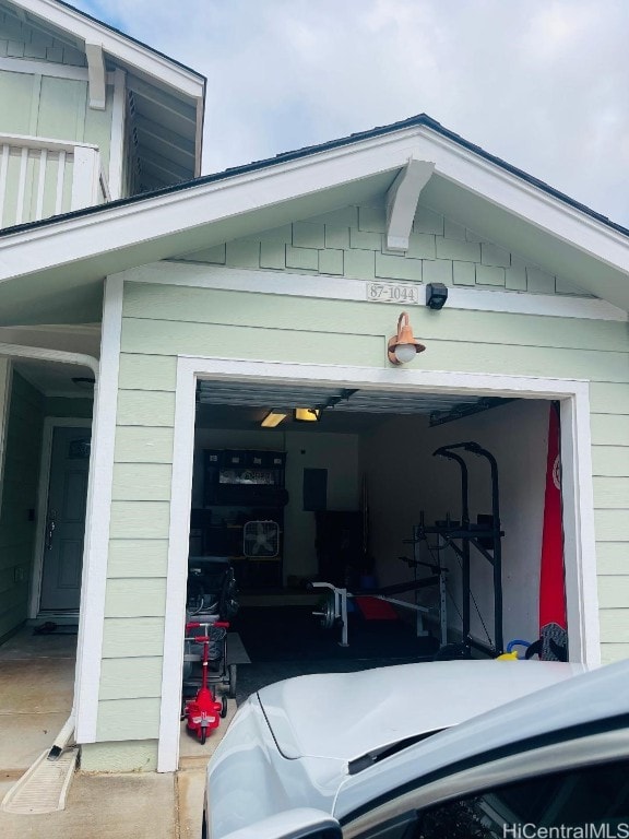 view of garage