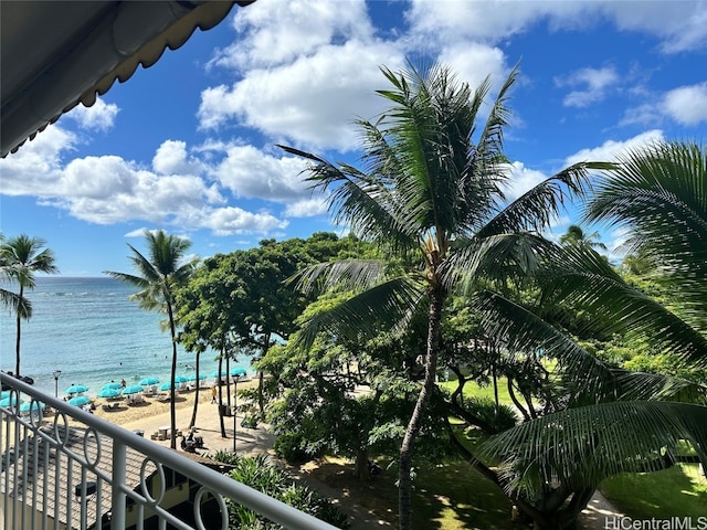 water view featuring a beach view