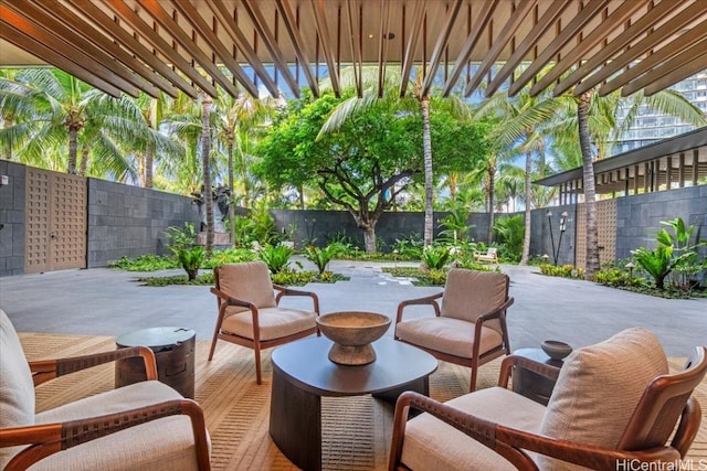 view of patio / terrace featuring a pergola