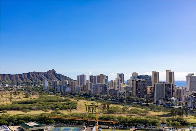 city view with a mountain view