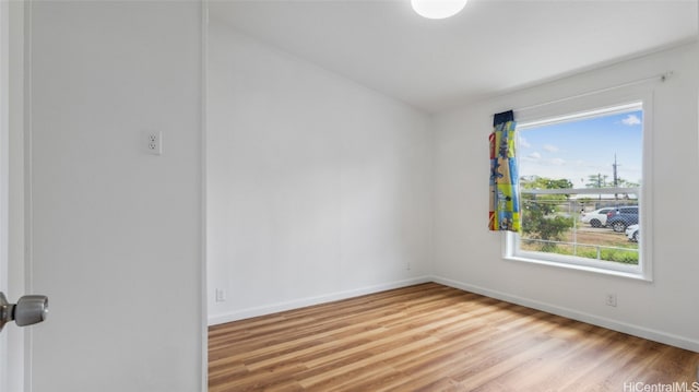 empty room featuring a healthy amount of sunlight and light hardwood / wood-style floors